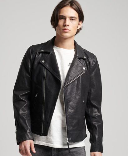Men's Leather Moto Biker Jacket - Size: L - Superdry - Modalova