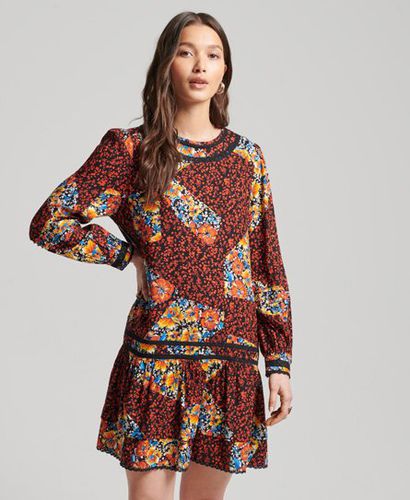 Women's Lace Mini Dress Black / Mixed Black Floral - Size: 12 - Superdry - Modalova