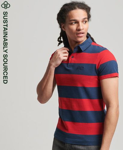 Men's Organic Cotton Academy Stripe Polo Shirt Red / Varsity Hoop Stripe Red - Size: S - Superdry - Modalova