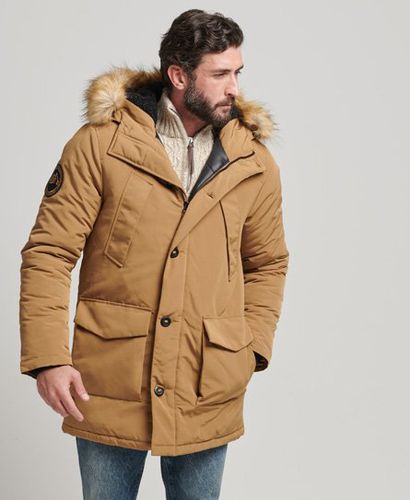 Men's Hooded Everest Faux Fur Parka Brown / Sandstone - Size: S - Superdry - Modalova