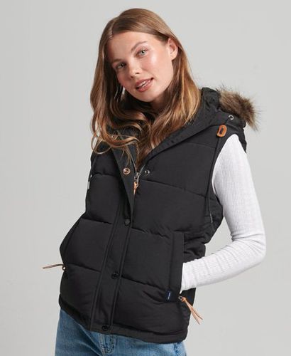 Women's Everest Faux Fur Gilet Black - Size: 12 - Superdry - Modalova