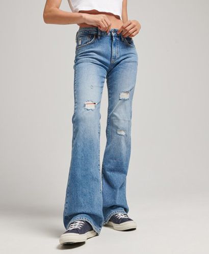 Women's Organic Cotton Mid Rise Slim Flare Jeans Blue / Bleeker Vintage Custom - Size: 26/32 - Superdry - Modalova