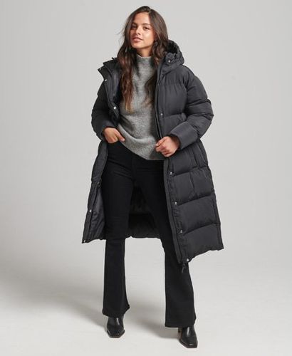 Women's Hooded Longline Puffer Coat Black - Size: 16 - Superdry - Modalova