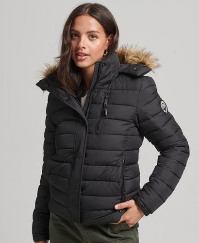 Women's Faux Fur Short Hooded Puffer Jacket - Size: 10 - Superdry - Modalova