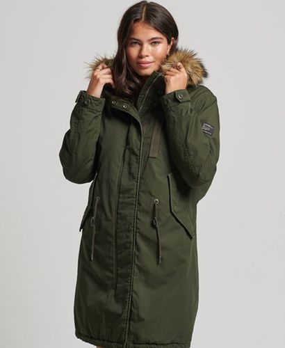 Women's Faux Fur Authentic Military Parka Coat / Surplus Goods Olive - Size: 16 - Superdry - Modalova