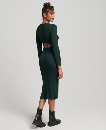 Women's Backless Knitted Midi Dress Green / Forest Green - Size: 16 - Superdry - Modalova