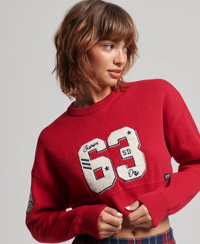 Women's Varsity Crop Crew Jumper Red / Varsity Red - Size: 10 - Superdry - Modalova