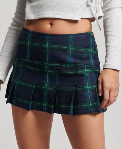 Women's Check Pleat Mini Skirt Navy / Stanton Check - Size: 10 - Superdry - Modalova
