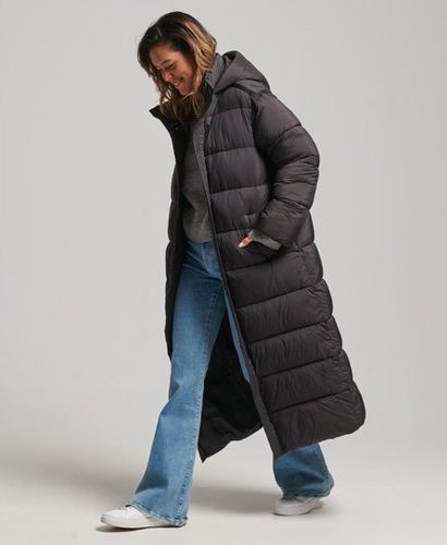 Women's Cocoon Longline Puffer Coat Black - Size: 16 - Superdry - Modalova