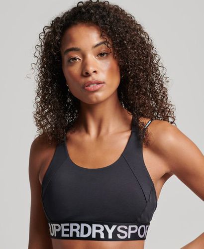 Women's Ladies Logo Print Sport Train Branded Elastic Bra, Black, Size: 8 - Superdry - Modalova