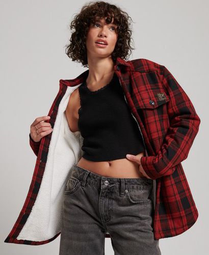 Women's Borg Flannel Check Overshirt Red / Red Check - Size: 12 - Superdry - Modalova