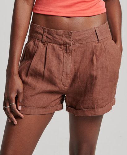 Women's Overdyed Linen Shorts Brown / Nutmeg Brown - Size: 6 - Superdry - Modalova