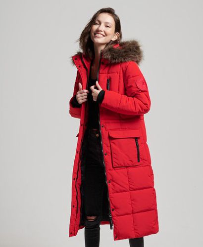 Women's Longline Faux Fur Everest Coat Red / High Risk Red - Size: 10 - Superdry - Modalova