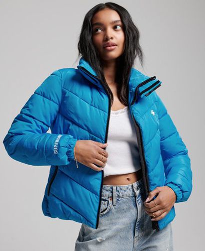 Women's Non Hooded Sports Puffer Jacket Blue / Aqua - Size: 10 - Superdry - Modalova