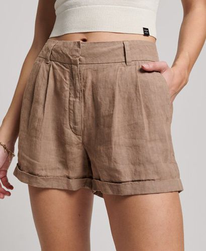 Women's Overdyed Linen Shorts, Brown, Size: 8 - Superdry - Modalova