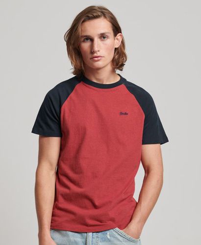 Men's Organic Cotton Essential Logo Baseball T-Shirt Red / Hike Red Marl/Eclipse Navy - Size: S - Superdry - Modalova