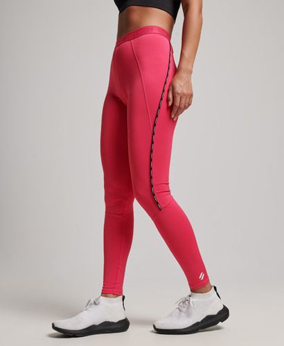 Women's Sport Train Branded Elastic Leggings Pink / Highland Berry - Size: 10 - Superdry - Modalova