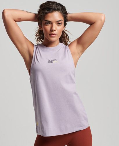 Women's Sport Organic Cotton Train Longline Mock Neck Tank Top Purple / Brassica Lilac - Size: 10 - Superdry - Modalova