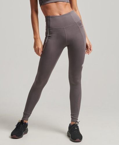 Women's Sport Active Mesh Full Length Tight Leggings Grey / Rock Dark Grey - Size: 10 - Superdry - Modalova