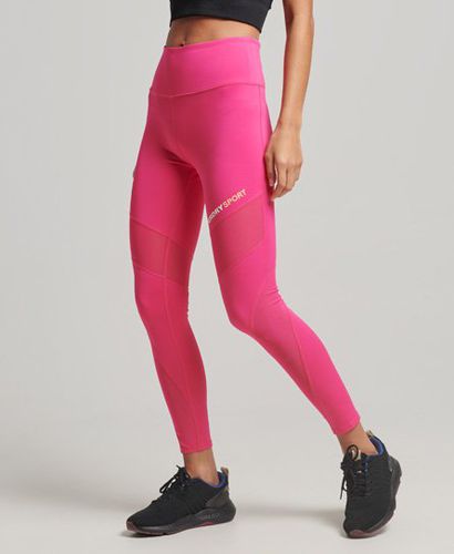 Women's Sport Training 7/8 Mesh Legging Pink / Pink Raspberry Sorbet - Size: 8 - Superdry - Modalova