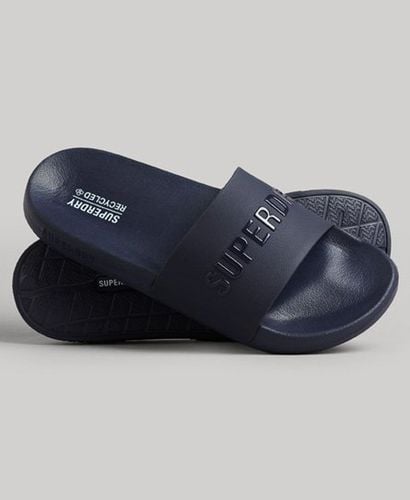 Men's Men's Classic Logo Print Code Pool Sliders, Navy Blue, Size: S - Superdry - Modalova