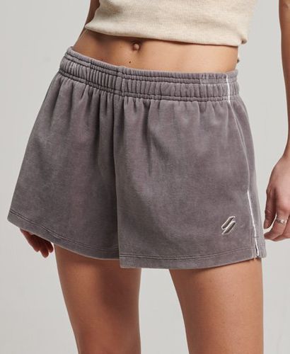 Women's S Logo Velour Shorts Grey / Grey Quartz - Size: 10 - Superdry - Modalova