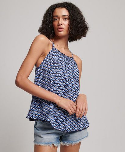 Women's Halter Beach Cami Top Blue / Geo Tile Print - Size: 10 - Superdry - Modalova