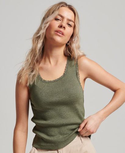 Women's Lace Trim Vest Top / Dusty Olive - Size: S/M - Superdry - Modalova