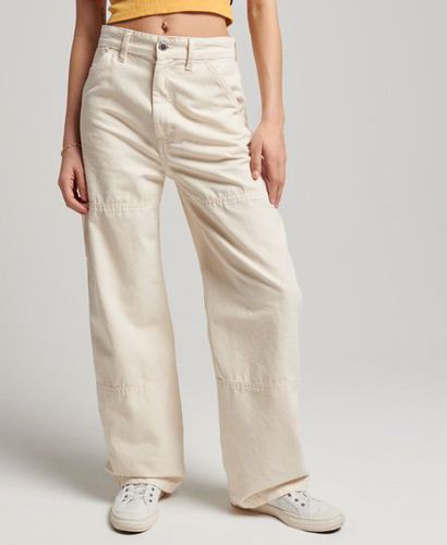 Ladies Organic Cotton Vintage Wide Carpenter Pants, Cream, Size: 34/30 - Superdry - Modalova