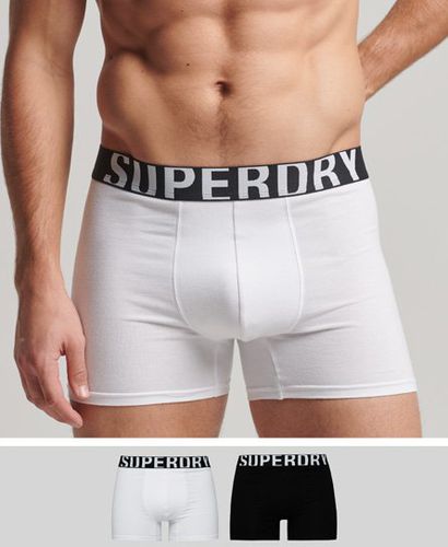 Men's Organic Cotton Boxer Dual Logo Double Pack / /white - Size: L - Superdry - Modalova