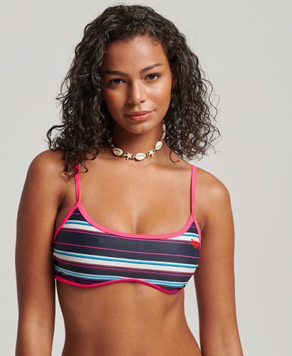Women's Striped Recycled Bikini Top / Coral Pop Stripe - Size: 10 - Superdry - Modalova