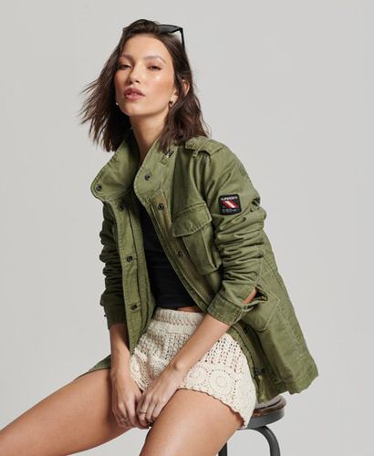Women's Rookie Borg Lined Military Jacket Green / Vintage Khaki - Size: 10 - Superdry - Modalova