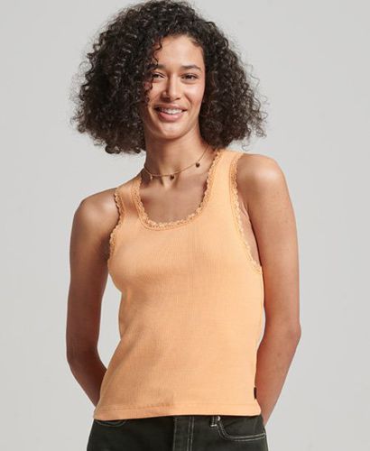 Women's Athletic Essentials Lace Trim Vest Top Orange / Varsity Orange - Size: S/M - Superdry - Modalova