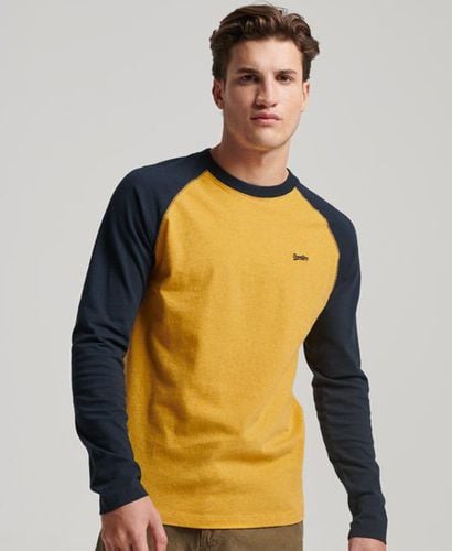 Men's Organic Cotton Essential Long Sleeved Baseball Top Yellow / Turmeric Marl/Eclipse Navy - Size: Xxl - Superdry - Modalova