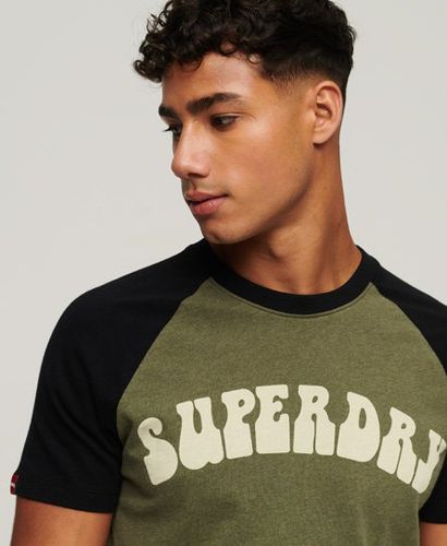 Men's Vintage Superbam Raglan T-Shirt Green / Thrift Olive Marl/Black - Size: Xxl - Superdry - Modalova