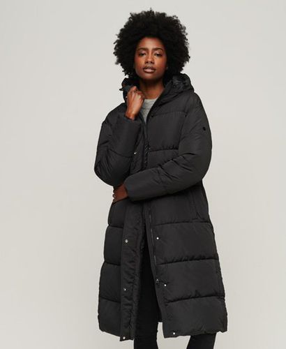 Women's Longline Puffer Coat, Black, Size: 12 - Superdry - Modalova