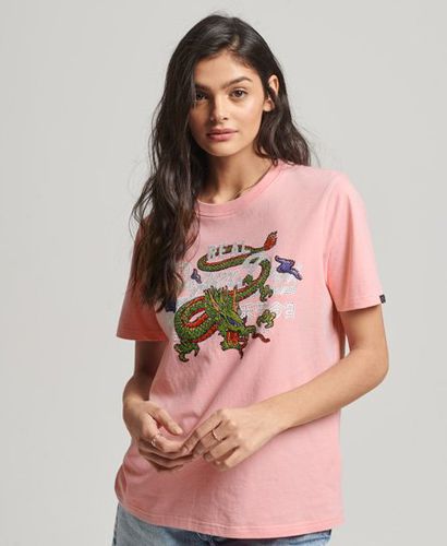 Women's Classic Vintage Logo Narrative T-Shirt, Pink, Size: 8 - Superdry - Modalova
