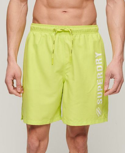 Men's Applique 19 Inch Recycled Swim Shorts / Electric Lime - Size: S - Superdry - Modalova
