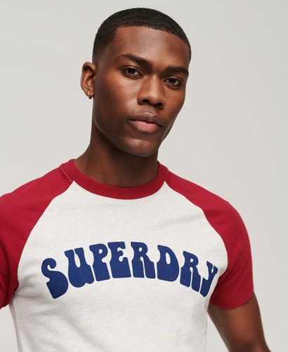 Men's Vintage Superbam Raglan T-Shirt / Glacier Grey Marl/Red - Size: M - Superdry - Modalova