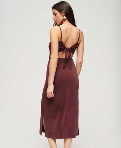 Women's Jersey Open Back Dress Brown / Port Brown - Size: 16 - Superdry - Modalova