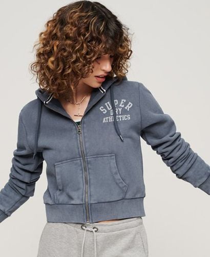 Women's Athletic Essentials Crop Zip Hoodie Blue / Athletic Blue - Size: 16 - Superdry - Modalova