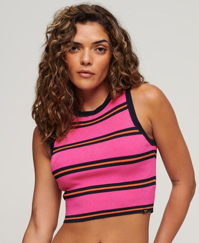 Women's Fine Knit Tank Top Pink / Sienna Pink/Eclipse Navy - Size: 12 - Superdry - Modalova