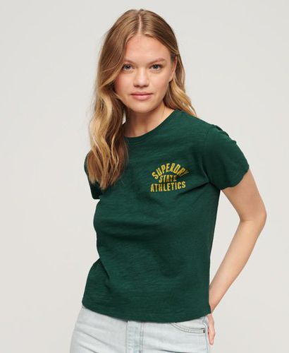 Women's Athletic Essentials Slub 90s T-Shirt Green / Dark Pine Green - Size: 14 - Superdry - Modalova