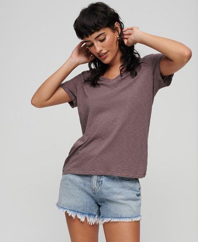 Women's Strukturiertes T-Shirt mit V-Ausschnitt und Stickerei - Größe: 36 - Superdry - Modalova