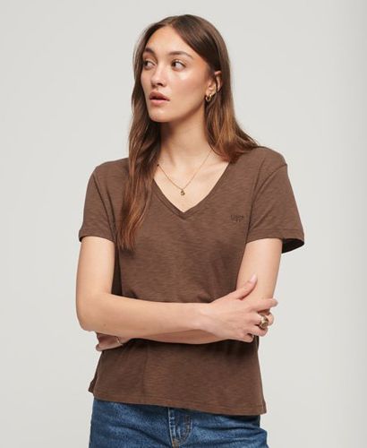 Damen Strukturiertes T-Shirt mit V-Ausschnitt und Stickerei - Größe: 36 - Superdry - Modalova