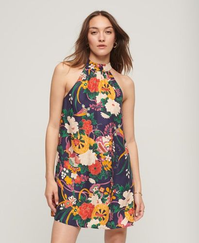 Women's High Neck Sleeveless Mini Dress Navy / Wheel Navy Floral - Size: 8 - Superdry - Modalova