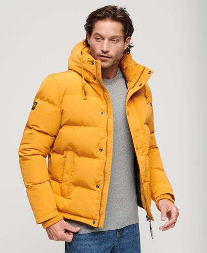 Men's Everest Short Hooded Puffer Jacket / Mustard/navy Emb - Size: S - Superdry - Modalova