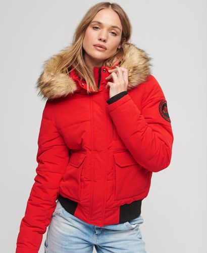 Women's Hooded Everest Puffer Bomber Jacket Red / High Risk Red - Size: 10 - Superdry - Modalova