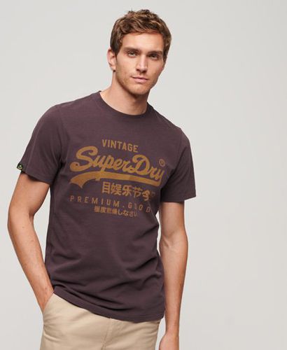 Men's Classic Logo Print Vintage Premium Goods T Shirt, Red and Brown, Size: S - Superdry - Modalova