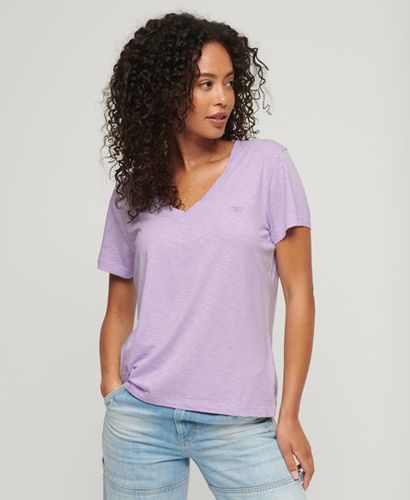 Women's Slub Embroidered V-Neck T-Shirt / Light Lavender - Size: 10 - Superdry - Modalova